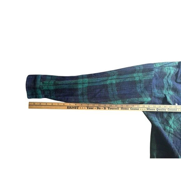 Vintage Codet Shirt Mens Large Tall Green Flannel Plaid Made in Canada Workwear - Picture 10 of 12